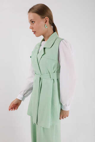 Yelekli Üçlü Takım Su Yeşili - 4