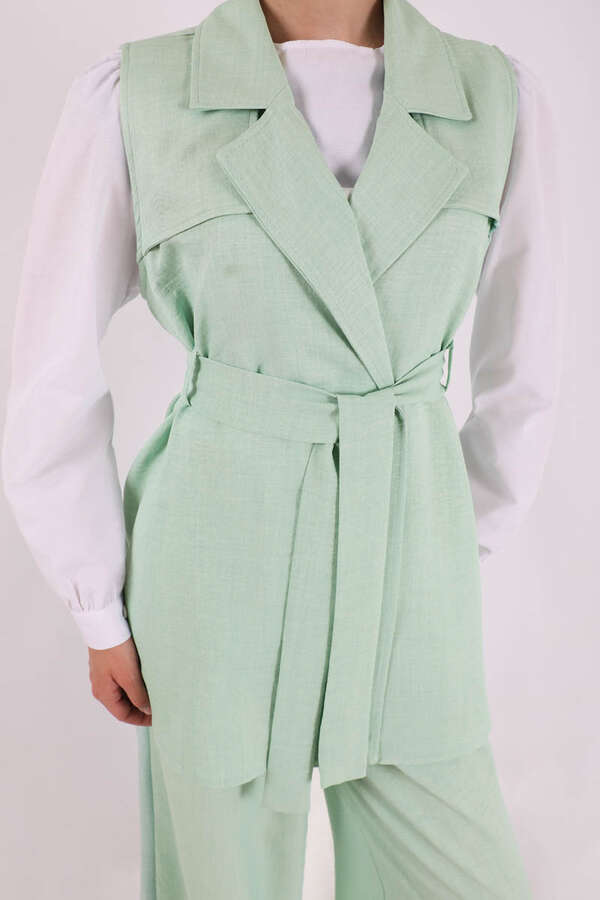 Yelekli Üçlü Takım Su Yeşili - 6