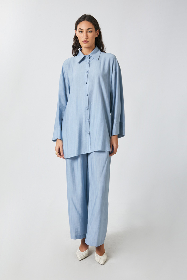 Yıkamalı Tunik Takım Bebe Mavisi 