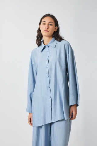 Yıkamalı Tunik Takım Bebe Mavisi - 5