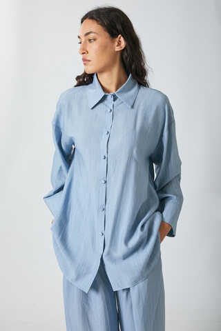 Yıkamalı Tunik Takım Bebe Mavisi - 2