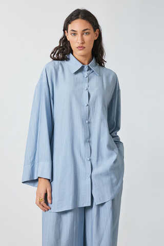 Yıkamalı Tunik Takım Bebe Mavisi - 4