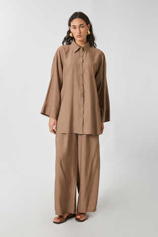 Yıkamalı Tunik Takım Taba - 1