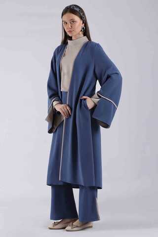 Yırtmaçlı Abaya Takım İndigo - 3