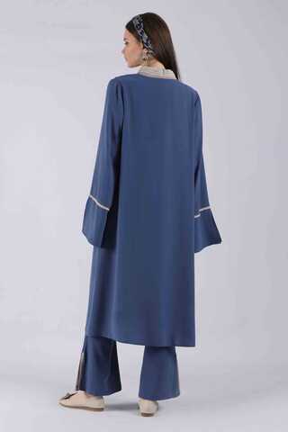 Yırtmaçlı Abaya Takım İndigo - 5