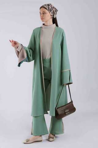 Yırtmaçlı Abaya Takım Mint - 1