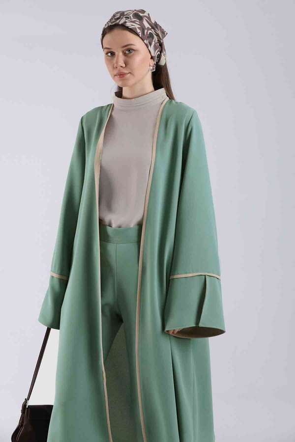 Yırtmaçlı Abaya Takım Mint - 4