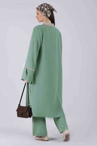 Yırtmaçlı Abaya Takım Mint - 5