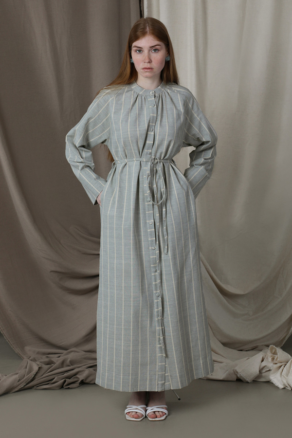 Yırtmaçlı Keten Uzun Tunik Gri 