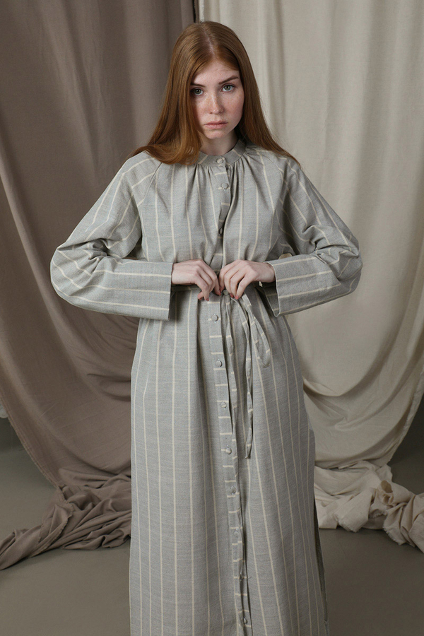 Yırtmaçlı Keten Uzun Tunik Gri - 4