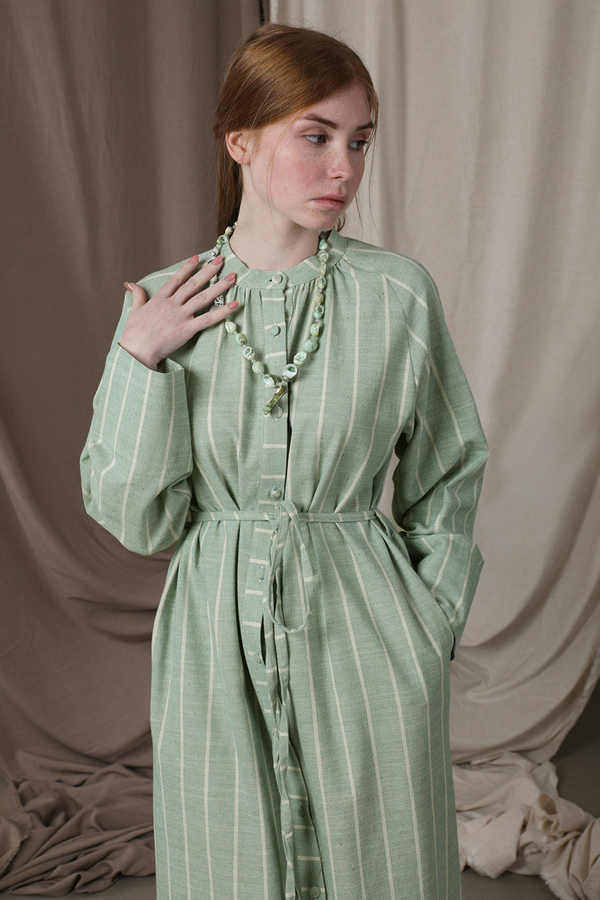 Yırtmaçlı Keten Uzun Tunik Mint - 4