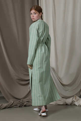 Yırtmaçlı Keten Uzun Tunik Mint - 6