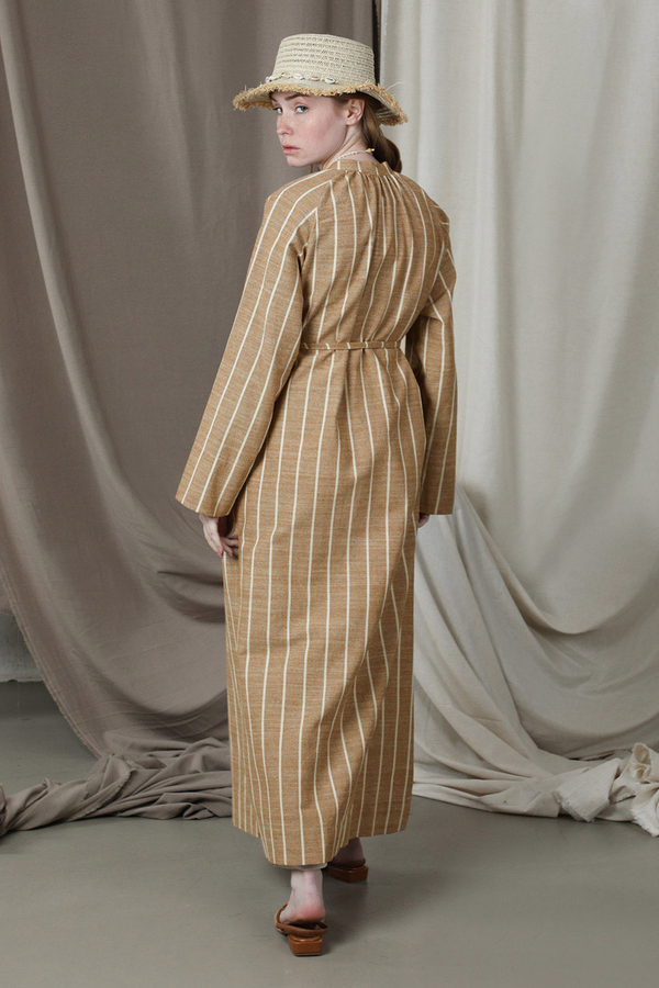 Yırtmaçlı Keten Uzun Tunik Taba - 6