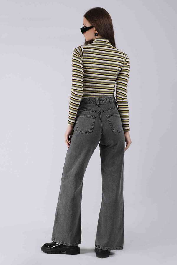 Yırtmaçlı Kot Pantolon Antrasit - 5