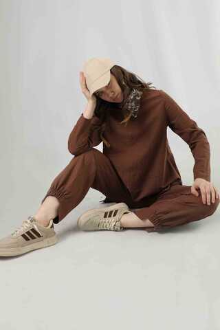 Yırtmaçlı Tunik Pantolon Takım Kahve - 3