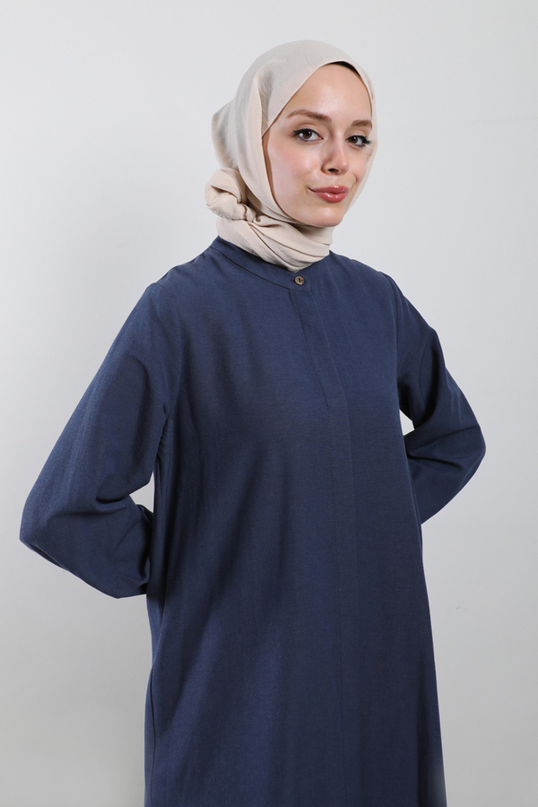 Yırtmaçlı Uzun Gömlek Takım Lacivert - 2