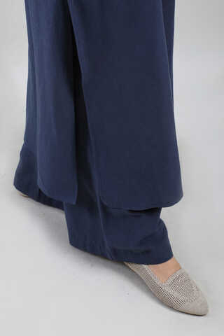 Yırtmaçlı Uzun Gömlek Takım Lacivert - 4