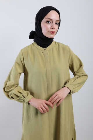 Yırtmaçlı Uzun Gömlek Takım Yağ Yeşili - 2
