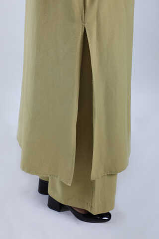 Yırtmaçlı Uzun Gömlek Takım Yağ Yeşili - 4