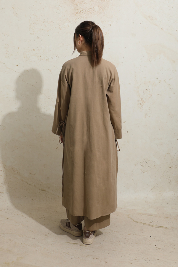 Yırtmaçlı Uzun Tunik Takım Camel - 9