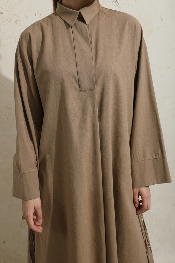 Yırtmaçlı Uzun Tunik Takım Camel - 8