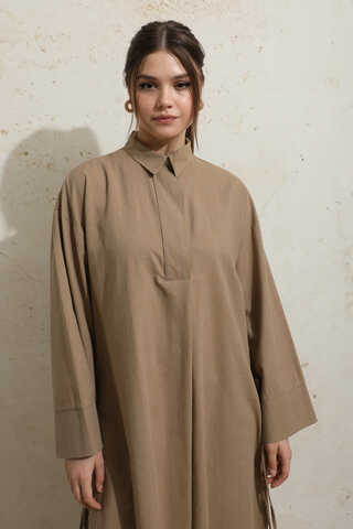 Yırtmaçlı Uzun Tunik Takım Camel - 4