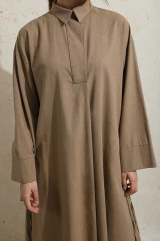 Yırtmaçlı Uzun Tunik Takım Camel - 8