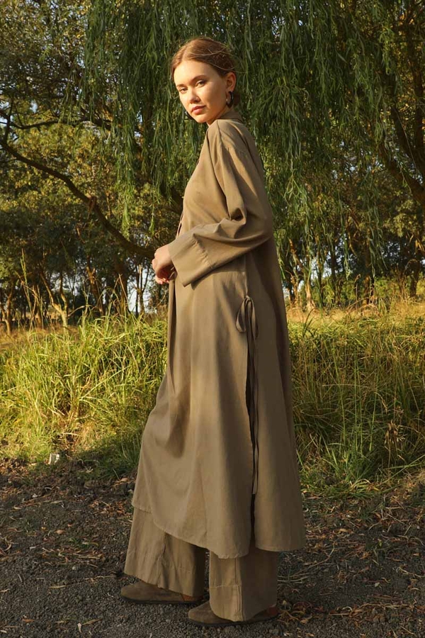 Yırtmaçlı Uzun Tunik Takım Camel - 2