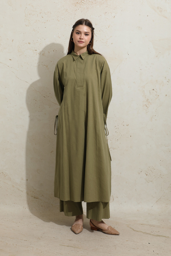 Yırtmaçlı Uzun Tunik Takım Haki - 2