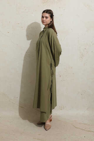 Yırtmaçlı Uzun Tunik Takım Haki - 5