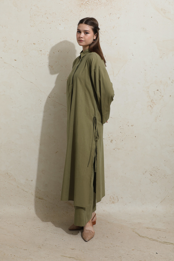 Yırtmaçlı Uzun Tunik Takım Haki - 5