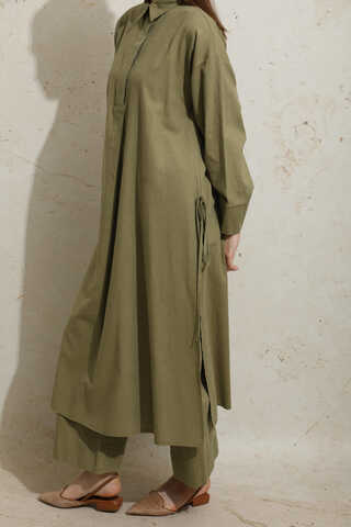 Yırtmaçlı Uzun Tunik Takım Haki - 3