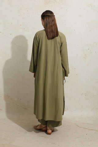 Yırtmaçlı Uzun Tunik Takım Haki - 7