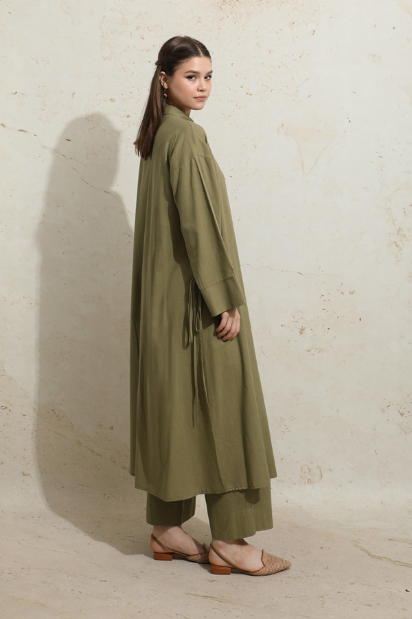 Yırtmaçlı Uzun Tunik Takım Haki - 6