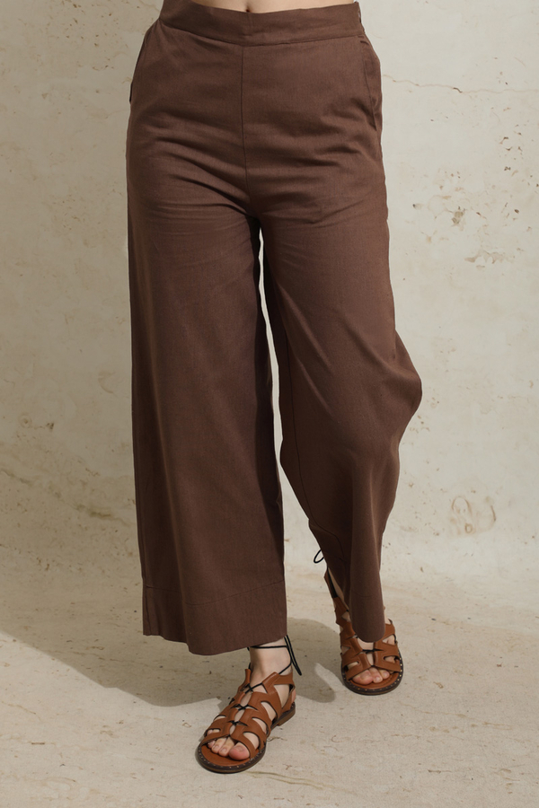 Yırtmaçlı Uzun Tunik Takım Kahverengi - 10