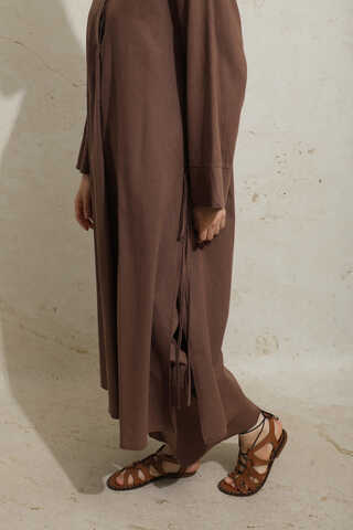 Yırtmaçlı Uzun Tunik Takım Kahverengi - 7