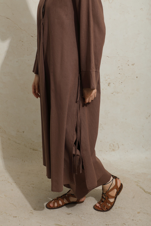 Yırtmaçlı Uzun Tunik Takım Kahverengi - 7