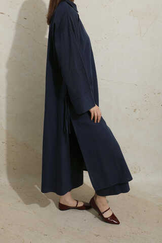 Yırtmaçlı Uzun Tunik Takım Lacivert - 3