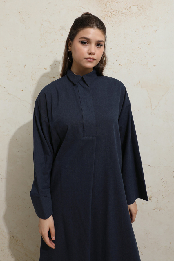 Yırtmaçlı Uzun Tunik Takım Lacivert - 4