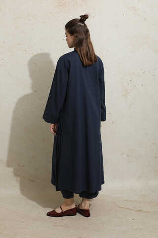 Yırtmaçlı Uzun Tunik Takım Lacivert - 7