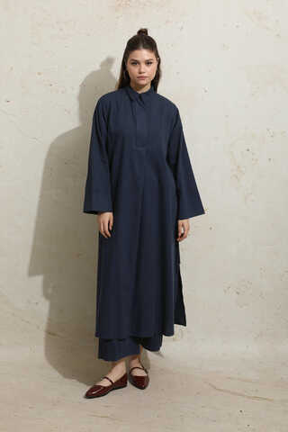 Yırtmaçlı Uzun Tunik Takım Lacivert - 2