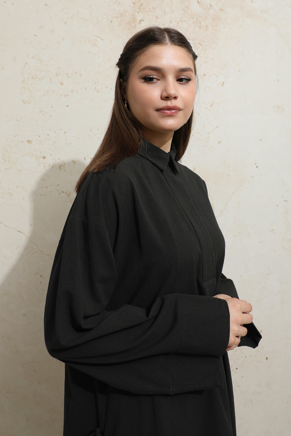 Yırtmaçlı Uzun Tunik Takım Siyah - 4