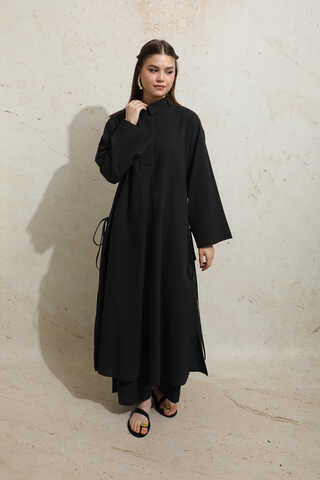 Yırtmaçlı Uzun Tunik Takım Siyah - 3