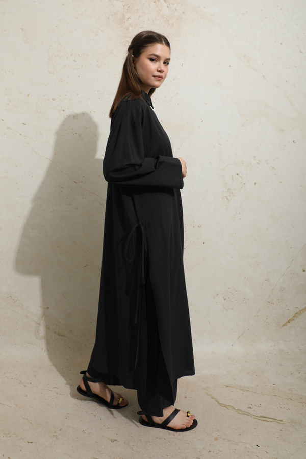 Yırtmaçlı Uzun Tunik Takım Siyah - 6