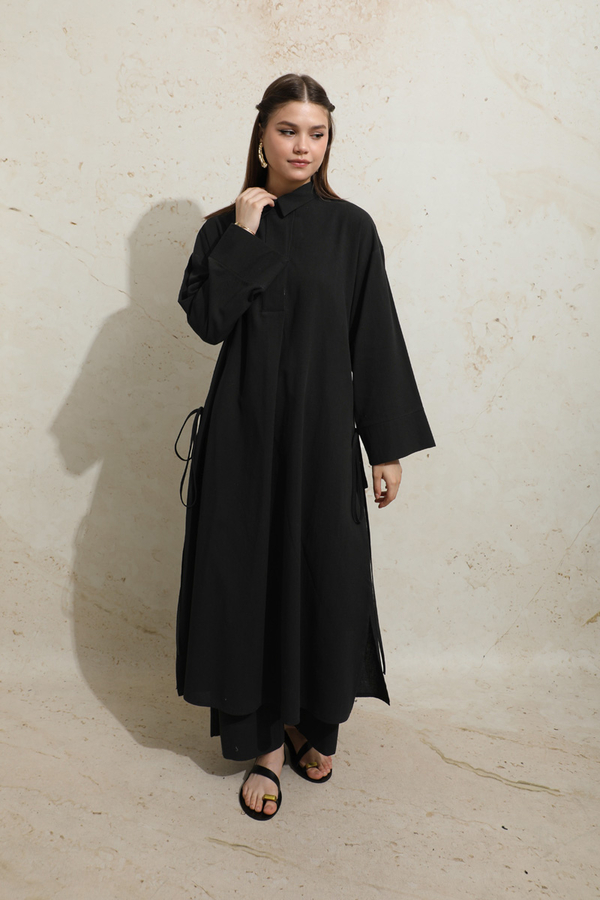 Yırtmaçlı Uzun Tunik Takım Siyah - 3