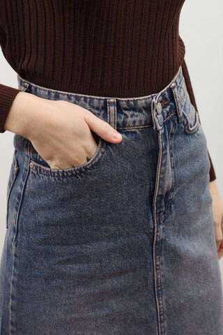 Yüksek Bel Denim Etek Lacivert - 4