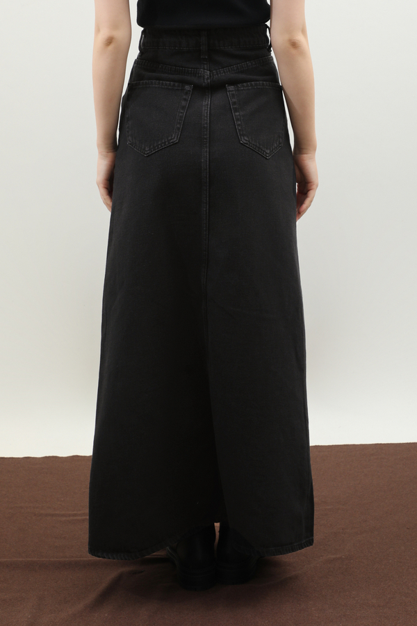 Yüksek Bel Denim Etek Siyah - 5