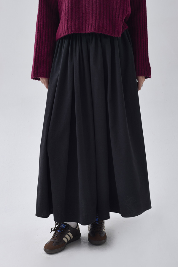 Yüksek Bel Pamuk Etek Siyah - 2