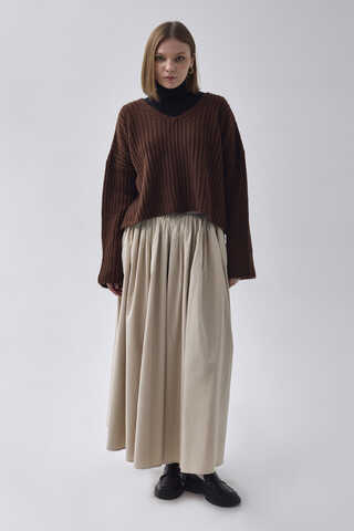 Yüksek Bel Pamuk Etek Taş - 2