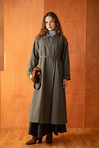 Yüksek Yaka Oversize Trençkot Antrasit - 2
